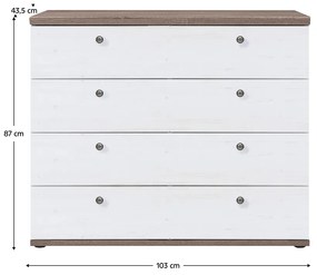 Comodă TEINA 4S, pin canyon