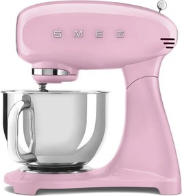 Mixer planetar SMEG SMF03PKEU, 800 W, 4,8 l, 10 viteze, Functie de pornire treptata, Roz