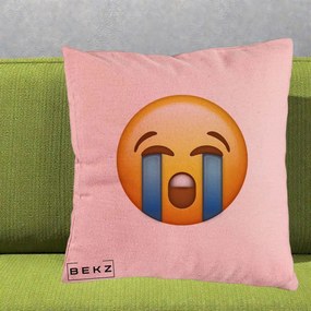 Perna Decorativa Emoji Plange, 40x40 cm, Roz, Husa Detasabila, Perna Inclusa, BEKZ®