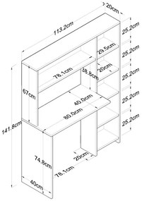 Masă de lucru cu raft RANI 113,2x141,8 cm alb