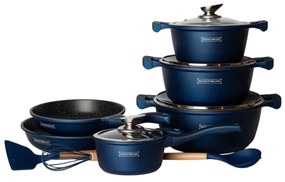 Set oale marmorate cu ustensile 13 piese Royalty Line BS1010, albastru