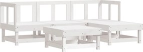vidaXL Set mobilier relaxare de grădină 5 piese alb lemn masiv de pin