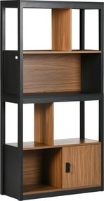 HOMCOM Biblioteca moderna cu 4 niveluri si rafturi de depozitare, nuc maro | Aosom Romania