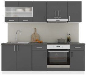 Set Bucatarie Karo V13, Antracit/Alb, Blat Thermo 28 mm, L 220 cm