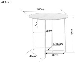 Masa rotunda Alto II stejar/negru ø80/h76 cm