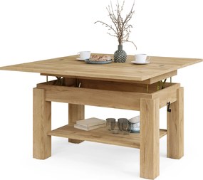 Mazzoni BRAWO Stejar Craft Auriu - MĂSUȚĂ DE CAFEA CU BLAT EXTENSIBIL ȘI RIDICABIL MASĂ CU RAFT