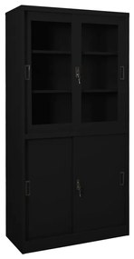 vidaXL Dulap de birou cu ușă glisantă, negru, 90x40x180 cm, oțel