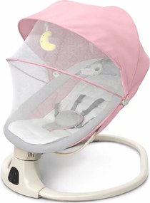 Leagan electric bebelusi 0-12 luni Kidizi Velara roz, spatar reglabil, salteluta si pernuta detasabile, dimensiune generoasa, melodii si sunete, telecomanda, Bluetooth, alimentare priza si baterii