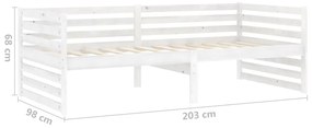 Pat de zi cu saltea, alb,90x200 cm,lemn masiv de pin Alb