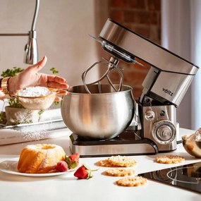 Mixer planetar Voltz V51115F, 1600W, Tot metal, 5 litri, 6 viteze, LED, Otel inoxidabil