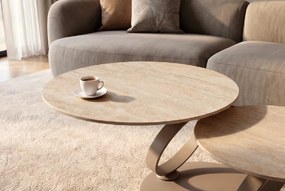 Masuta de cafea moderna cu doua blaturi rotative din ceramica DANCING RINGS 80-135cm