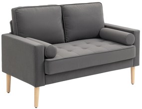 HOMCOM Canapea 2 locuri elegantă din catifea 127 cm cu perne groase, 2 perne și șezut captușit, gri | Aosom Romania