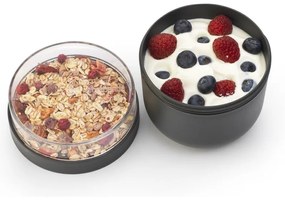 Cupa alimentara Brabantia Make&Take 1006296, 500+180 ml, Inchidere cu filet, fFara BPA, Gri închis