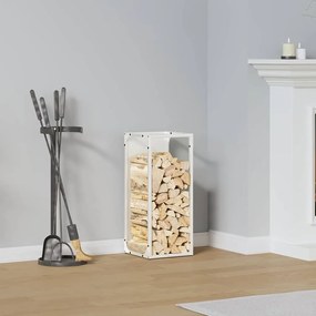 vidaXL Suport pentru lemne de foc alb 25x25x60 cm Oțel laminat la rece