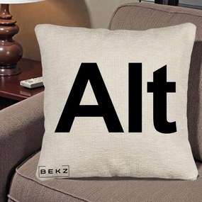 Perna Personalizata Tasta Alt Tipografie Bold, 40x40 cm, Bej Canapea, Husa Detasabila, Perna Inclusa, BEKZ®
