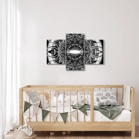 Tablou cu ornamente alb negre (90x60 cm)