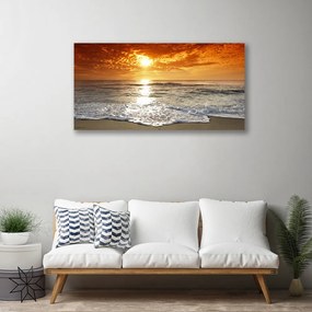 Tablou pe panza canvas Sea Sun Peisaj Alb Galben Gri