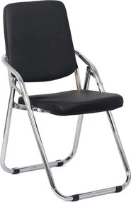 Scaun pliabil negru HRC 609 din piele sintetică și cadru metalic cromat