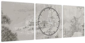 Tablou - Peisaj chinezesc (cu ceas) (90x30 cm)