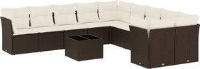 vidaXL Set canapele de grădină cu perne, 11 piese, maro, poliratan