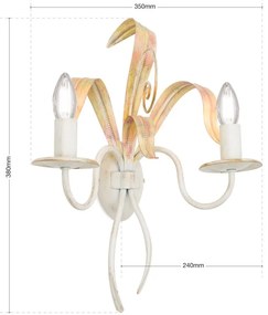 Aplica de perete design rustic cu 2 brate Tuna WA 2-1130/2 Elfenbein OR