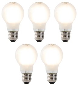 Set de 5 becuri LED cu filament E27 A60 sticlă mată 4W 450lm 2700K