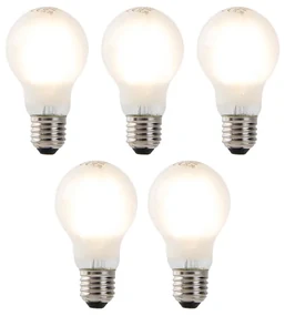 Set de 5 becuri LED cu filament E27 A60 sticlă mată 4W 450lm 2700K