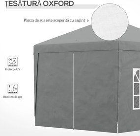 Outsunny Foișor de Grădină Impermeabil, cu Panouri Laterale Pliabile din Oțel și Acoperiș, 2,95x2,95x2,58 m, Verde | Aosom Romania