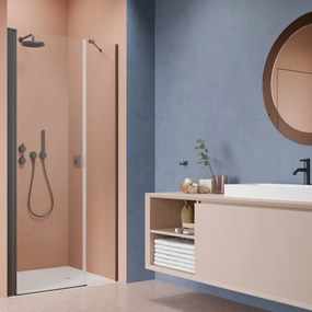 Usa de nisa pivotanta Radaway Nes DWS 90 cm sticla 6 mm finisaj GunMetal periat-transparent deschidere stanga