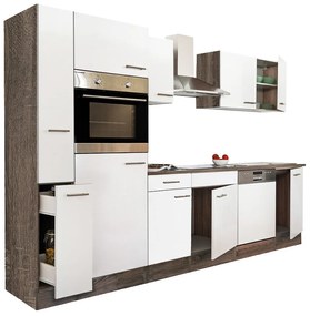 Mobilă de bucătărie Yorki 310, corp din stejar Yorki, cu față alb satinat