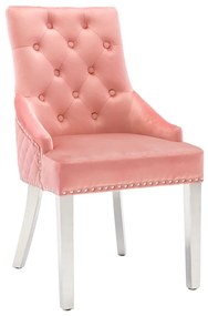 Scaun de sufragerie, roz, catifea 1, Roz