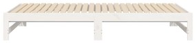 Pat de zi extensibil, alb, 2x(80x200) cm, lemn masiv de pin Alb, 205.5 x 158 x 30 cm
