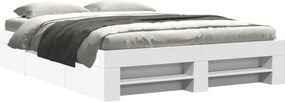 vidaXL Cadru de pat, alb, 150x200 cm, lemn prelucrat