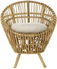 Fotoliu de exterior, natur, din rattan, cu perna detasabila, Elowen