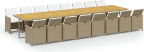 vidaXL Set mobilier de grădină cu perne, 17 piese, bej, poliratan