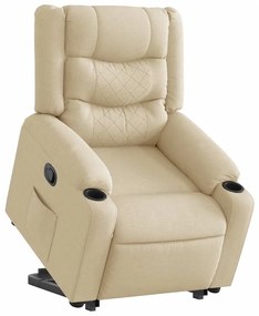 vidaXL Fotoliu rabatabil cu ridicare pe verticală, crem, textil