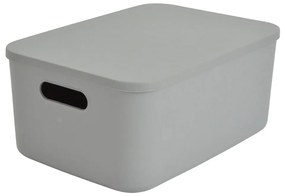 Cutie de depozitare gri din plastic cu capac 35,5x25,5x16 cm – Homéa
