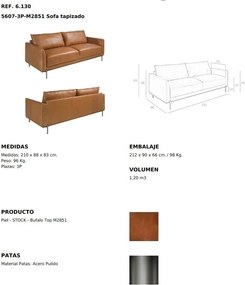 Canapea 3 locuri eleganta, design LUX Buffalo brown