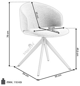 MAZZONI EXPORT NELA Bej (material Basel 24)/picioare negre - SCAUN MODERN ÎMPLĂTIT ROTATIV TAPIȚAT PENTRU SALON/LIVING/BIROU BOHO