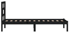 Cadru de pat Single 3FT, negru, 90x190 cm, lemn masiv Negru, 90 x 190 cm