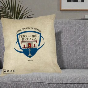 Perna Personalizata CSO Tricolorul Breaza 1951, 40x40 cm, Crem, Husa Detasabila, Perna Inclusa, BEKZ®