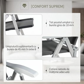 Outsunny Scaun de Pescuit Pliabil cu Cotiere și Spătar Înălțat Reglabil, 75x61.5x76-115 cm, Gri | Aosom Romania