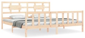 3192571 vidaXL Cadru de pat cu tăblie Super King Size, lemn masiv