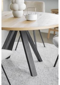 Masă de dining natural rotundă extensibilă cu aspect de lemn de stejar ø 135 cm Maddock – Rowico