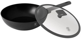 Tigaie wok cu capac 28 cm, 3,2L Anthracite Berlinger Haus BH 8124, strat antiaderent, gri