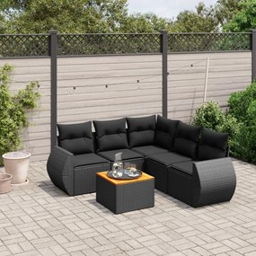 3224998 vidaXL Set mobilier de grădină cu perne, 6 piese, negru, poliratan