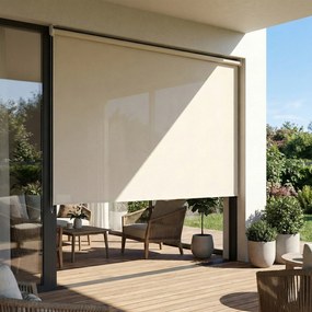 Outsunny Roletă exterioară rulou 2,4 x 1,6 m roletă opacă verticală protecție vizuală retractabilă impermeabilă, anti-UV30+, crem | Aosom Romania