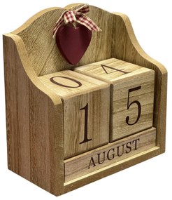 Calendar decorativ din Lemn, LOVE ,   15 x 8 x 15 cm, Red