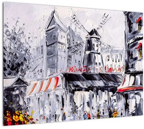 Tablou pe sticlă - Strada din Paris, pictură în ulei (70x50 cm)