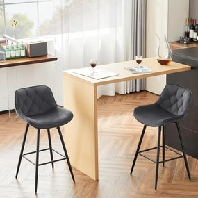 SCB202 - Set 2x Scaune Bar Negre / Gri - Catifea